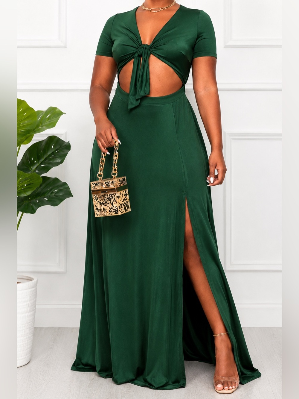Dress Day Emerald Green Cutout Maxi Dress | Size Small